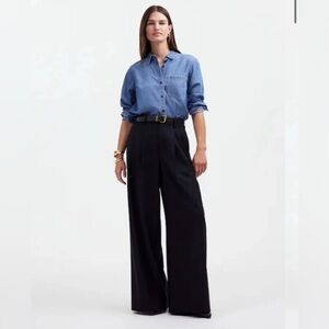 Madewell Wide Leg Trousers in Black size 8
